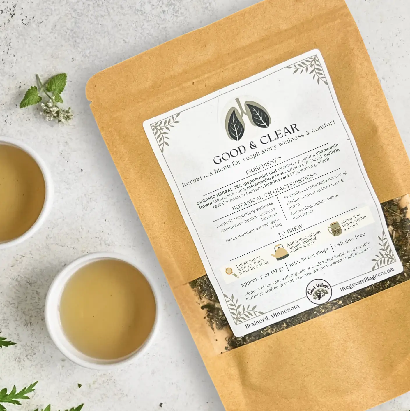 Good & Clear: Herbal Tea Blend for Respiratory Wellness (Caffeine-Free)