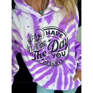 Have The Day You Deserve Purple Tie-Dye Hoodie (Blank Option Too)