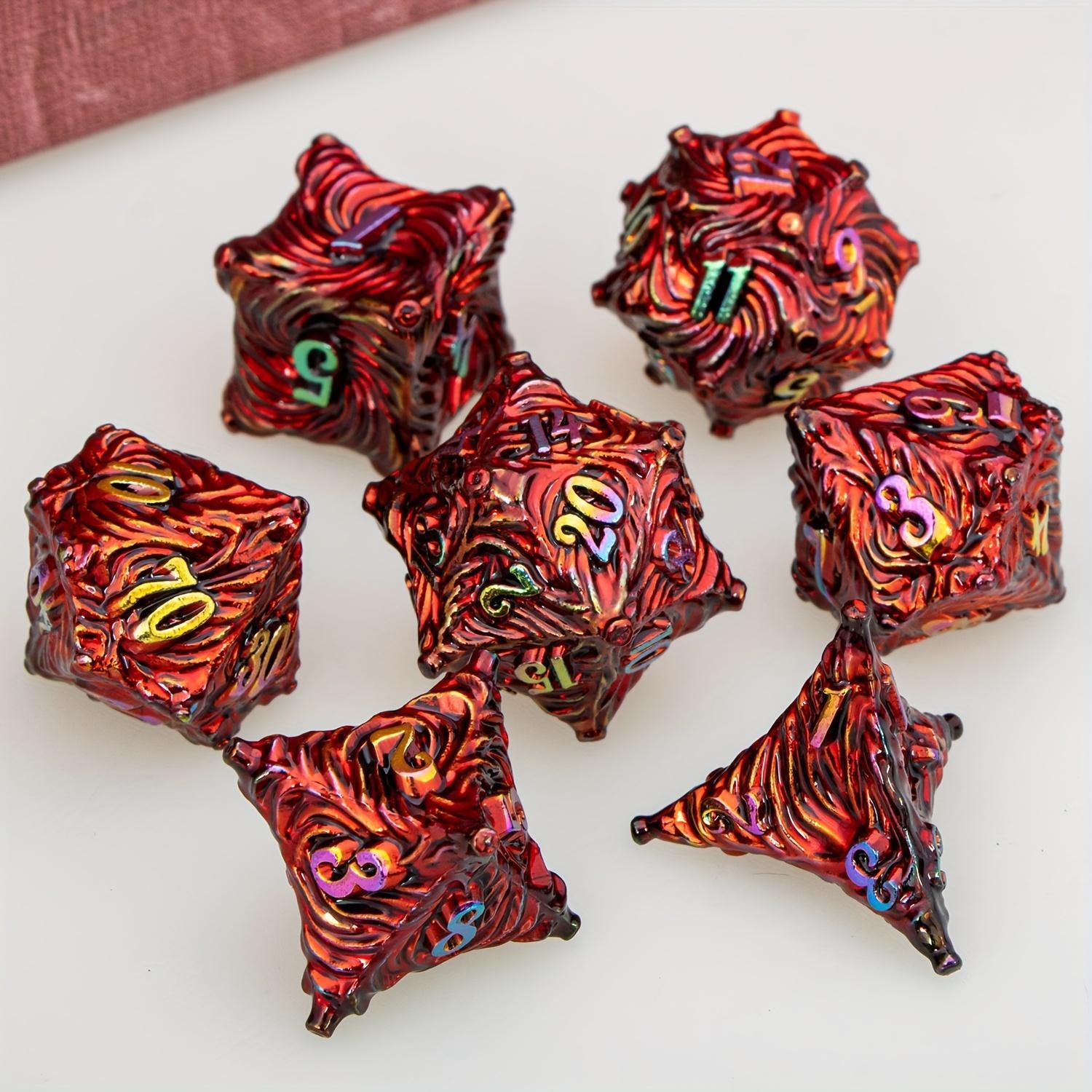 DND Metal Dice Set Blue Dungeons and Dragons Dice 7pcs Vortex Design D&D Dice Polyhedral Dice RPG D and D Role Playing Games Dice D20 D12 D10 D8 D6 D4