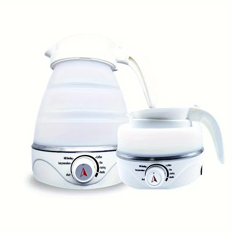 0.6L Food Grade Silica Gel Portable Foldable Electric Kettle - Small Travel Kettle for Quick Boiling Tea and Coffee - Suitable for Outdoor Camping, Hiking, Travel 110V
