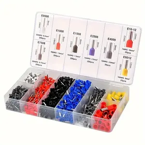 1200 Piece Box Tube Type Crimp Terminal Ve European Cold Press Terminals Electrical Insulation Kit Terminal Plug Kit for Electricians
