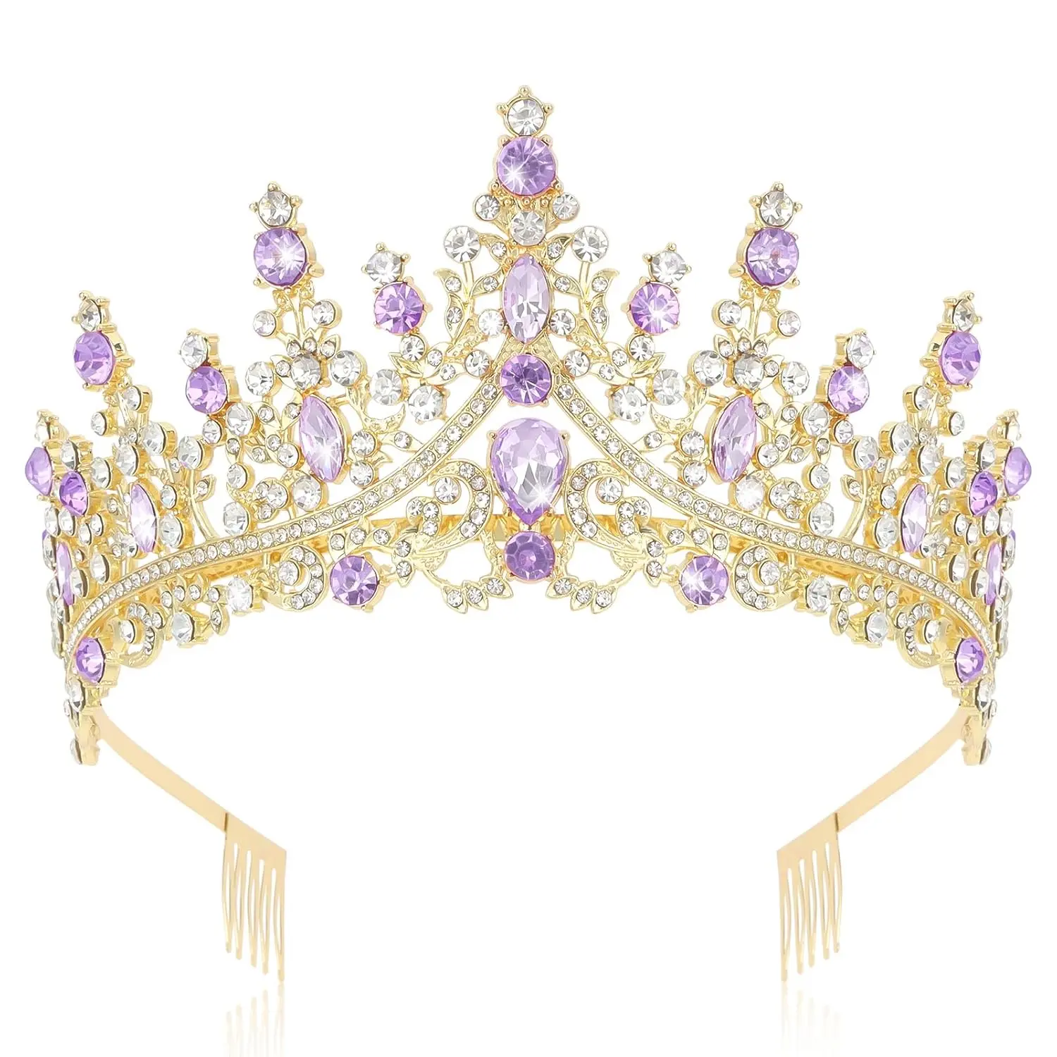 Princess Crown and Tiara for Little Girls - , Fairy and Wedding Crowns for Women and Adults - Purple Tiara for Birthday, Quinceanera and Special Occasions