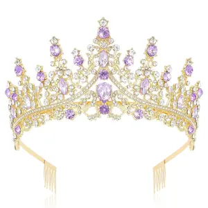 Princess Crown and Tiara for Little Girls - , Fairy and Wedding Crowns for Women and Adults - Purple Tiara for Birthday, Quinceanera and Special Occasions