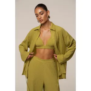 Lime Unwind Tie-Front Blouse