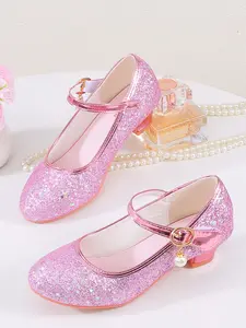 Cute High Heel Princess Shoes for Girls, Round Toe Design, Perfect for Performance & Formal Events, Fashion Kids Footwear Gift