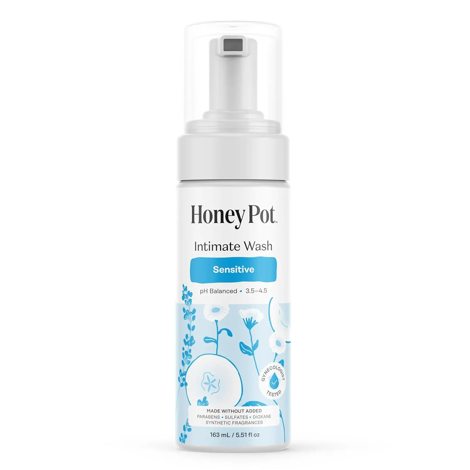 The Honey Pot Company - Sensitive Intimate Wash - Hypoallergenic Cleanser for Daily Care - Herbal Infused - PH Balanced Plant Based Natural Hygiene Products - 5.51 Fluid Oz