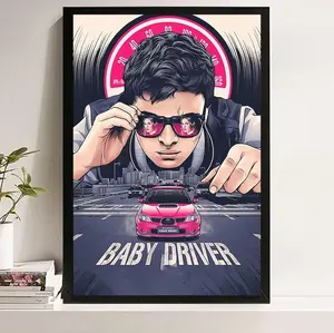 Baby Driver Movie Poster Handmade Canvas Wall Art N04
