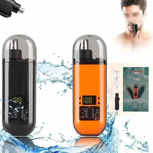 Nose Hair Trimmer for Men Women, Type-C Rechargeable Painless Eyebrow Facial Hair Shaver, Portable LED Display Waterproof Dual Edge Blades, IPX7 | Safe Distance Trimming