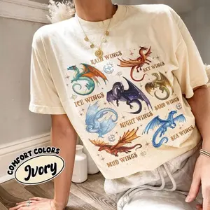 [Sale Up To 50%] Wings Of Fire Dragons Comfort Colors Shirt, Queen Of Pyrrhia Tshirt, Vintage Dragon Lover Tee, Nightwings Seawings Icewings Shirt, Graphic Streetwear T-shirt