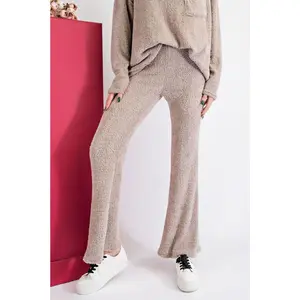 Easel Fuzzy Brushed Flare Lounge Pants - Cloud Grey