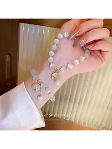 White Crystal Agate Bracelet for Women, Natural Stone Bracelet, Birthday Gift, Gift for Girlfriend, Valentine's Day Gift, Gift for Daughter, Mother's Day Gift, Couple's Bracelet, Beaded Bracelet