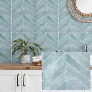 20 pieces of self-adhesive ceramic tile wall stickers with a herringbone pattern, easy to install and remove, waterproof and stain-resistant, suitable for living rooms, kitchens, bathrooms, balconies, and sinks, home background wall decoration stickers.