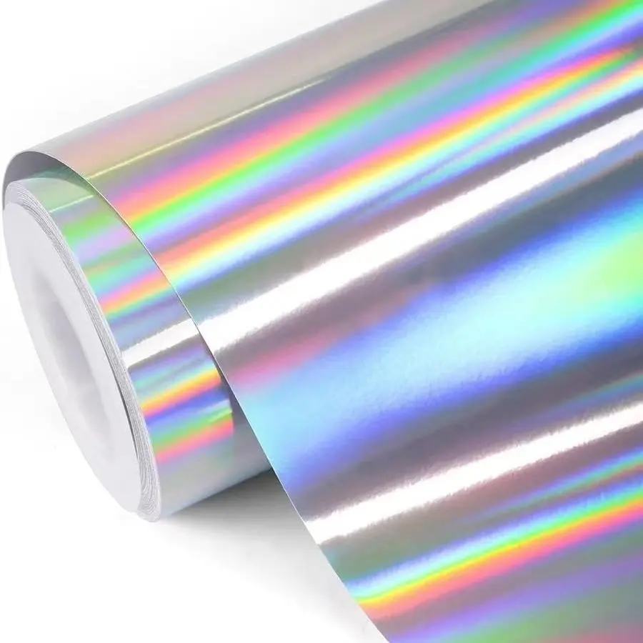 Glossy Holographic Plating Laser Chrome Silvery Vinyl Wrap Film Car Wraps With Air Release Self Adhesive DIY Car Motorcycle Sticker Decal Vinyl Wrap For Cars