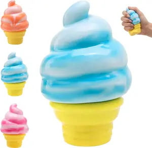 UNWIND Ice Cream Squeeze Squishy, Ice Cream Cone Squishy, Slow Rise Sensory Fidget Toy, Easter Basket Stuffers Party Favors Summer Sensory Stress Relief