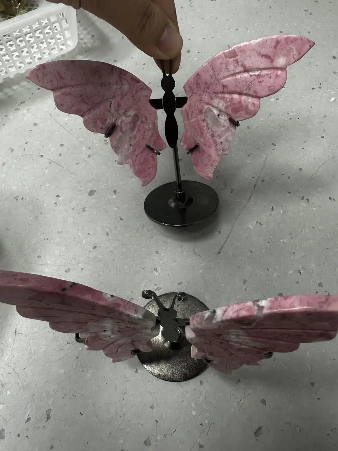 Eliza(10832)gc.peru rhodonite butterfly wings （2 sets）