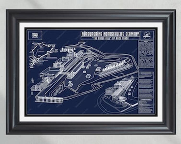 Nurburgring Nordschleife Germany 'The Green Hell' Race GP Race Track Blueprint Wall Art POSTER v2