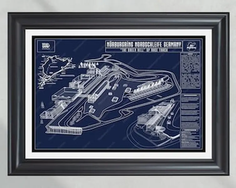 Nurburgring Nordschleife Germany 'The Green Hell' Race GP Race Track Blueprint Wall Art POSTER v2