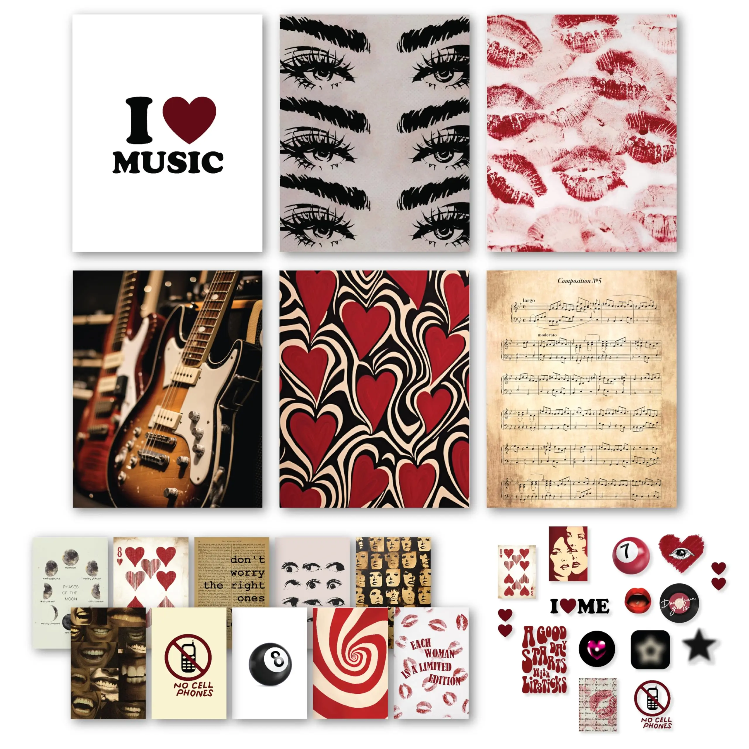 97 Decor Downtown Girl Room Decor - Downtown Girl Posters, Vintage Coquette Aesthetic Room Decor Y2k Poster, Retro Red Rockstar Pictures, Coquette Wall Art Prints for Dorm (8x10 UNFRAMED) Kit Photo