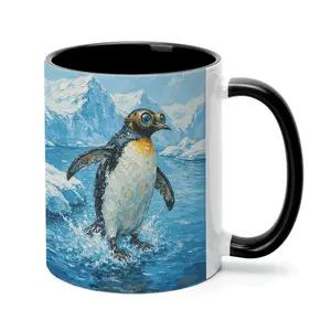 1pc 1pcs Penguin Cute Penguin Face & Cute Eyes Ceramic Mug - Adorable Cartoon Coffee Cup Suitable for Coffee, Tea, Hot - Ideal Birthday & Holiday Gift Idea, Drinkware for &