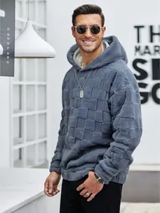 Men's Plaid Hoodie Sweatshirt, Soft Warm Fleece Pullover, Casual Loose Fit Design, Fall Winter Clothing, Fall Winter Streetwear Essentials