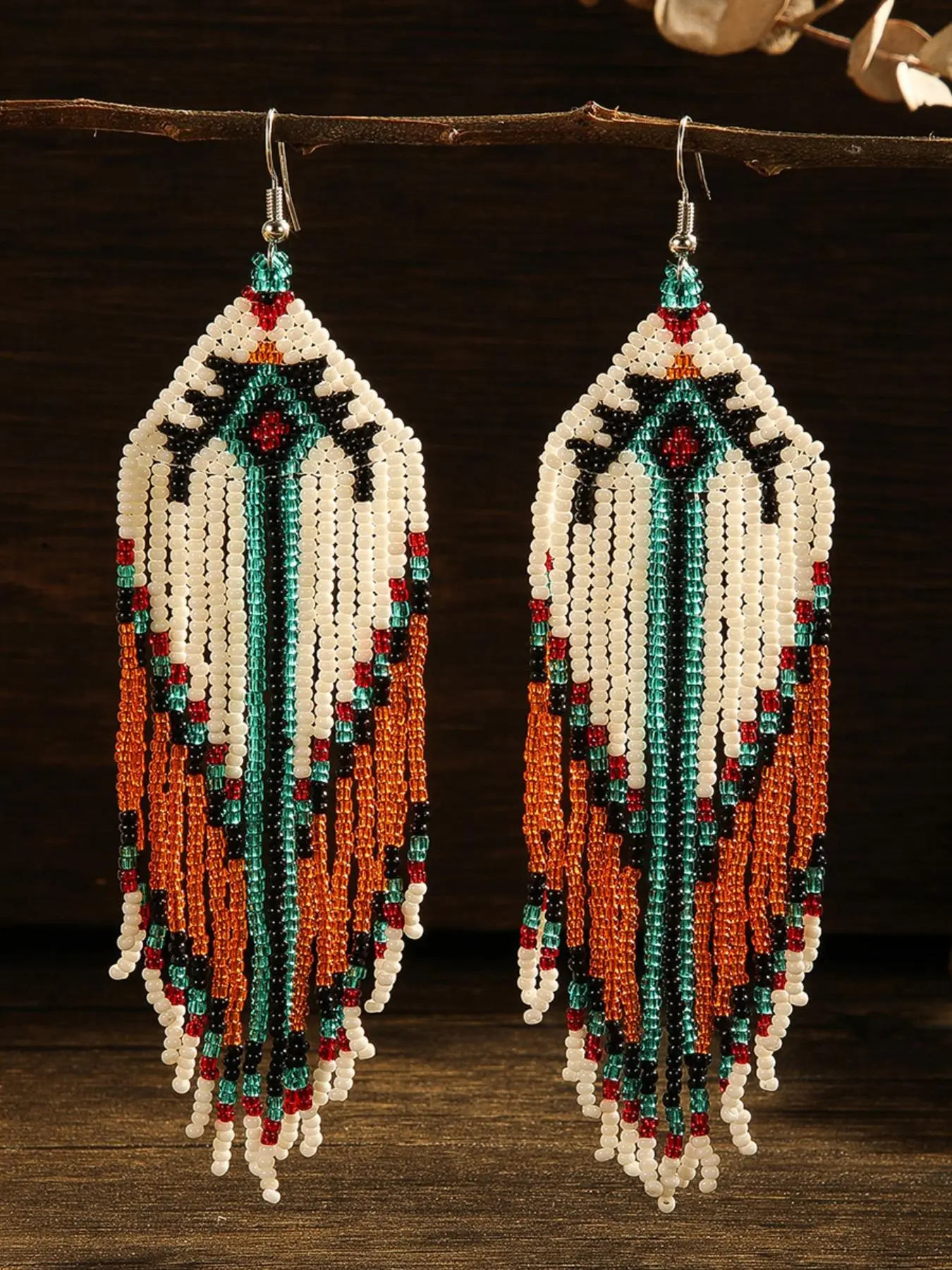 Boho Style Beaded Tassel Decor Dangle Earrings (1 Pair), Vintage Drop Earrings for Women, Fashionable Earrings, Fashion Trendy Jewelry Gift for Party and Daily Life