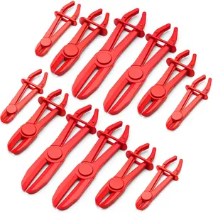 12 count Hose Clamp Pliers Pinch off Pliers Hose  Line Pinch Clamp Tool for  Radiator Gas Lines  Equipment, Red, 3 Sizes