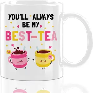 11oz Friend Coffee Mug - BEST-TEA - Christmas Friendship Gifts for Women, Best Friend Birthday Gift for Besties, Novelty Coffee Mugs Appreciation Gifts Idea, Microwave Safe Tea Mug, White Ceramic Cup
