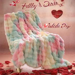 solid color imitation rabbit fur plush blanket, 1 count 800gsm soft comfortable warm bed throw blanket, valentine's day skin-friendly comfy bedding for home bedroom living room dormitory, gift for her