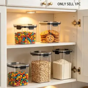 Sealed Food Storage Container with Lid, Clear Plastic Stackable Airtight, Kitchen Organizer Box for Grains, Rice, Pasta, Flour, Sugar, Home Cooking Essentials, Reusable Snack Containers, Snack Container
