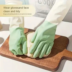 2 Pairs Thick Waterproof Kitchen Gloves, and Mint, Non-Slip Grip, Durable, Ergonomic, Ideal for Kitchen, Bathroom, Living Room
