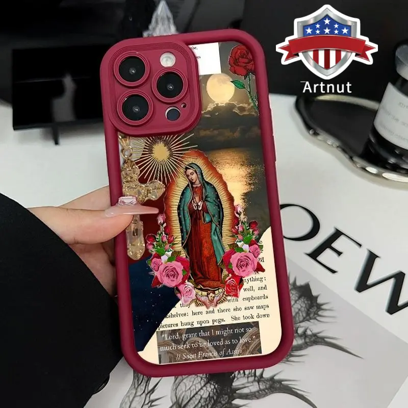 Virgin Mary Verses Pattern Protective Phone Case for iPhone 17,16 Pro Max,15 Plus,14,13,12,11,Air,XR,XS Plus - Safety Casing, Shockproof, Full Camera Protection, Durable Slim Silicone Cover, Accessories