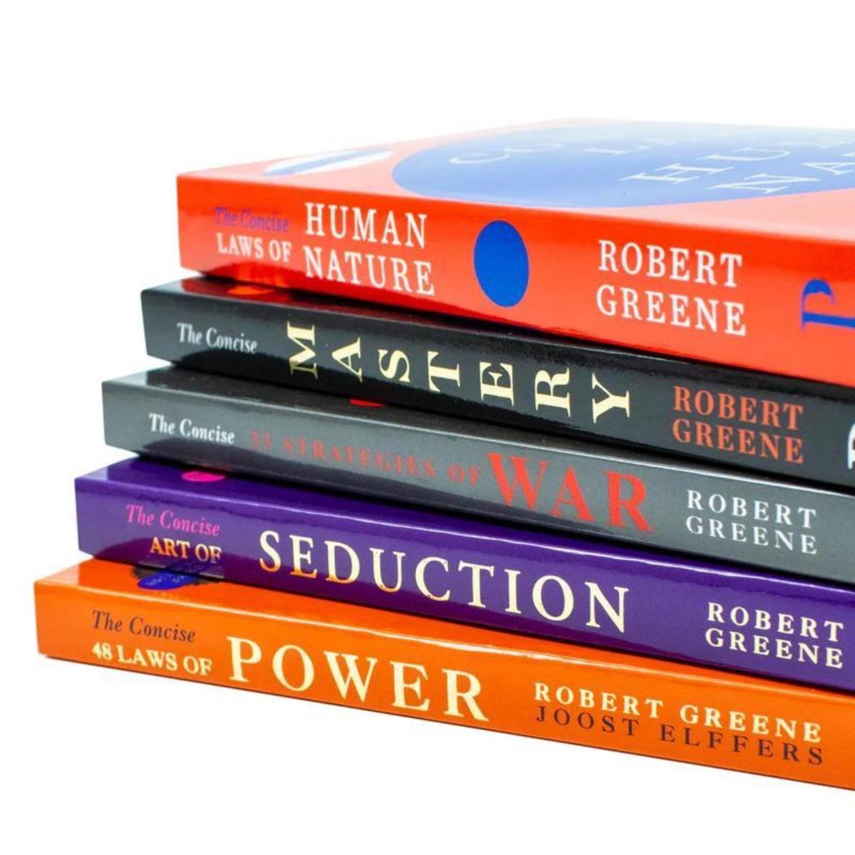 Robert Greene 5-Book Set (CONCISE EDITIONS) – Exact Copy Set | 48 Laws of Power, Art of Seduction, Mastery & More (Smaller Version)