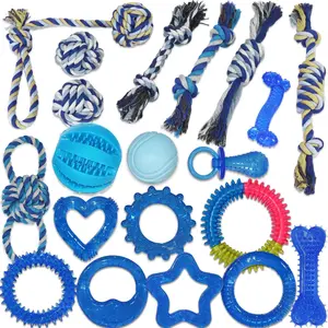 20 Pack Puppy  Toys for  & Fun ( Toys for Puppies 0-6 Months Bundle with Various Rubber Rings, Rope Toys and Balls for Interactive Play,  Cleaning &