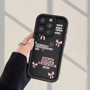 Bible Verses And Bows Pattern Fashionable and Popular Shock-Proof Anti-Fingerprint Full Coverage Thick Protective Phone Soft Case Compatible with iPhone 11/12/13/14/15/16/Pro/Plus/Promax/X/Xs Max Protector Protection Shockproof Casing