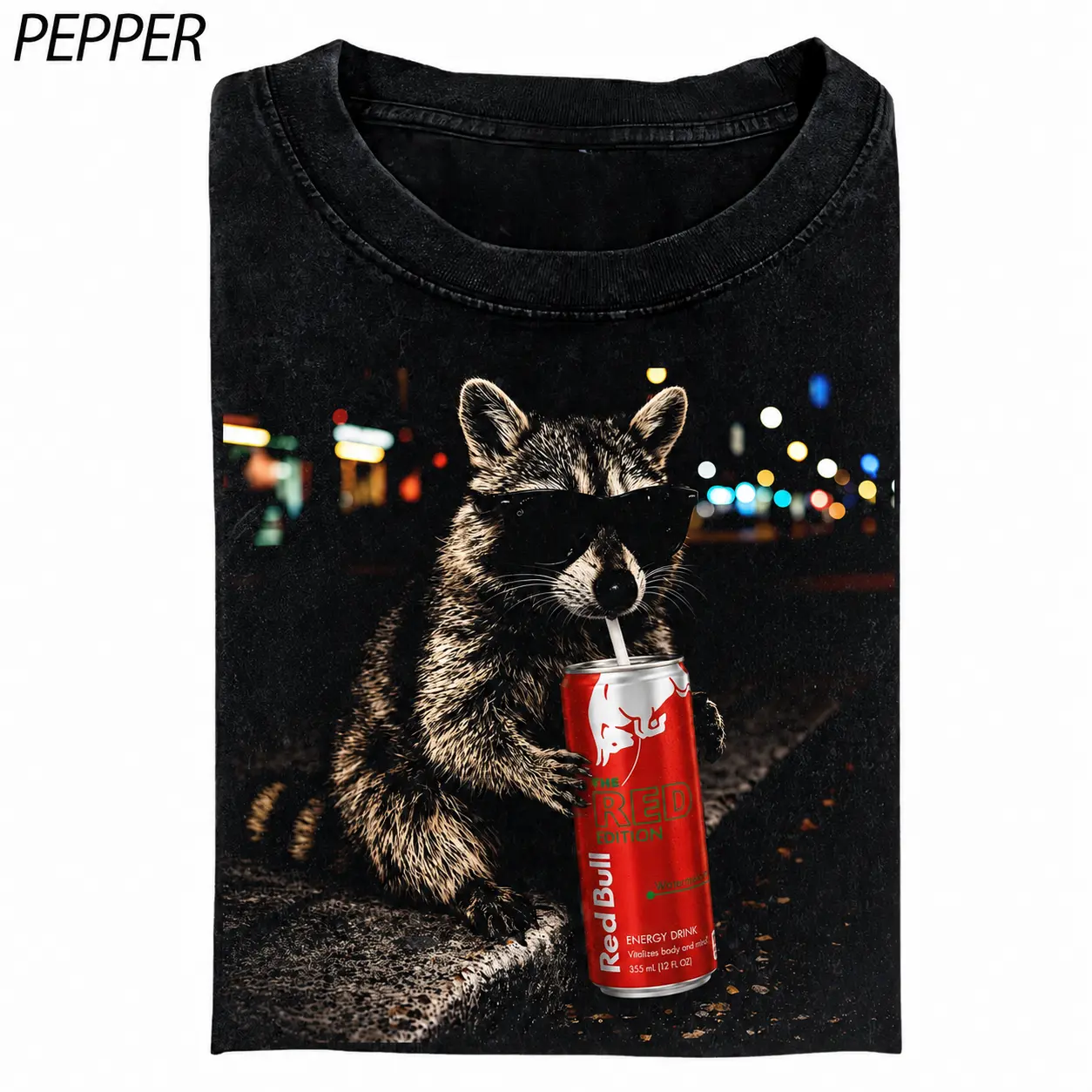 Cool Raccoon Graphic Tee Fun Animal Lover Shirt Vintage Raccoon Energy Drink Shirt, Funny Meme Shirt, Raccoon Sugar Free Redbull The Red Retro Shirt