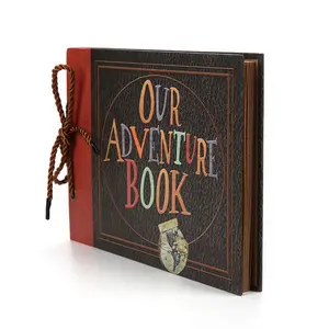 Record your wonderful moments in life. DIY photo album, travel scrapbook, adventure-themed vintage kraft paper bound with string, loose-leaf photo album, suitable for couples to record their wonderful moments, a great gift