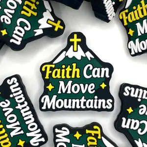 1pc Faith Can Move Mountains 3.0 Silicone Focal Beads - Cross Shape Beading Jesus God Base DIY Supplies Crafting