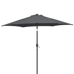 Outvita 7.5FT Gray Round Patio Umbrella with Tilt, Polyester Fabric, 6 Iron Ribs & Iron Pole Summervibes