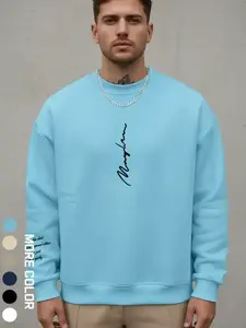 Men's Casual College Style Letter Print Sweatshirt Going Out Vintage Crew Neck Black Graphic Long Sleeve Sweatshirt, For Friends, Husband, Boyfriend Gifts TikTokShopBlackFriday TikTokShopCyberMonday
