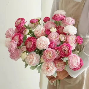 10/20Pcs 30Heads Artificial Peony Bouquet, Multi-Pink and Hot Pink Silk Flowers Fake Peonies for Faux Floral Arrangements Home Table Kitchen Wedding Party Farmhouse Decor