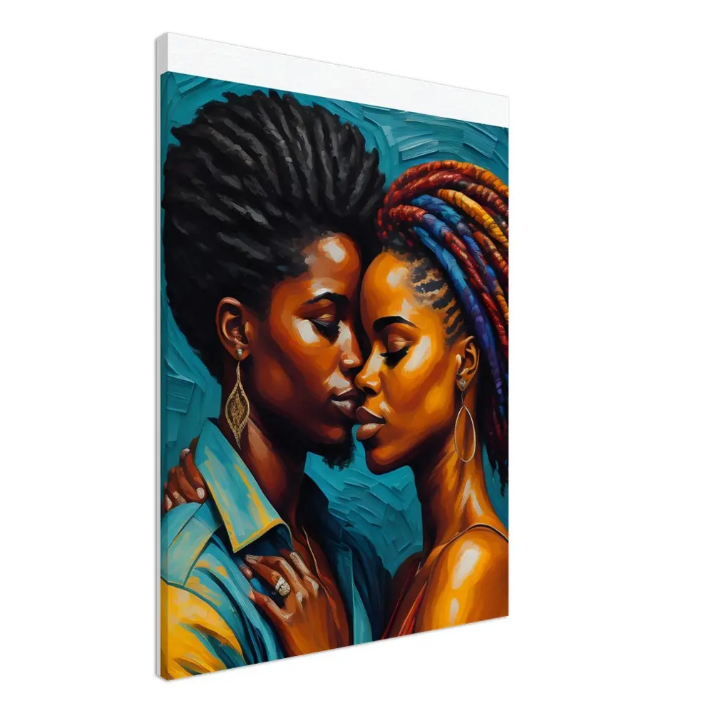 Power of Two Black Queer Art Gift LGBTQIA Couple Pride Genderqueer Pop Art Wall Dorm Decor Canvas Print Transgender