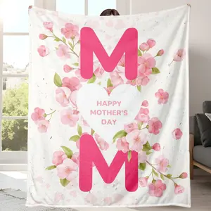 To My Mom Happy Mother's Day Soft Throw Blanket White Flower Throw Gifts for Moms Meaningful Mother's Day Present for Your Mom to Keep Warm Designed for Easy Maintenance