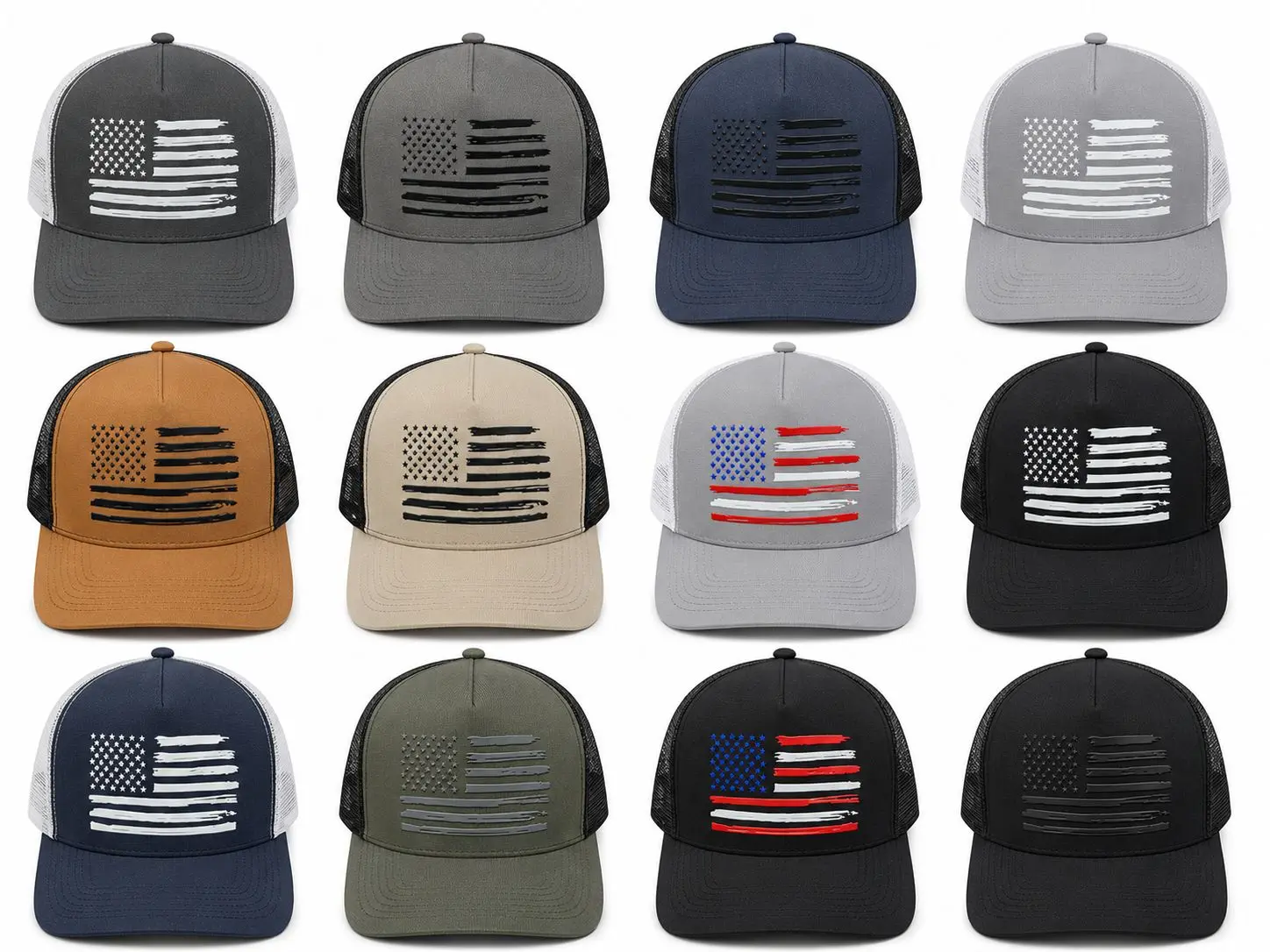 WATERPROOF AMERICAN FLAG TRUCKER HAT
