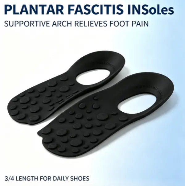 Comfort Arch Support Insoles for Men & Women, Shock-Absorbing Cushion Inserts with Anti-Slip Design, Heel Protection, Black - Ideal for Sneakers, Work Footwear