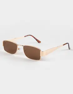 RSQ Rectangle Metal Sunglasses, Gold