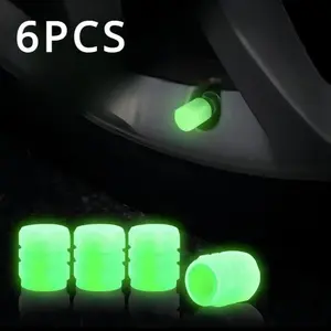 6-Pack Glow-In-The-Dark Valve Caps  Bright Nighttime Tire Decoration for Cars, Motorcycles, And Bicycles, Safe And Eye-Catching Additions