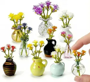 Mini Vase Magnets for Fridge - 10-Pack Mixed Ceramic and Glass Bud Vases - Slam-Proof for Home Decor, Kitchen, Living Room & Bedroom