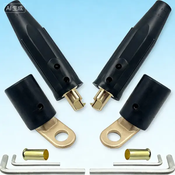 Welding Machine Quick Connectors Set - 2 ct-40fa Connectors, 350 A, 45° Angle, 17/32 Inches, Welder Leads Terminals for 1/0 and 2/0 Cable Sizes, 50-70mm² High-Capacity Reusable Secure-Locking Welding Accessories Kit, 350 Amps