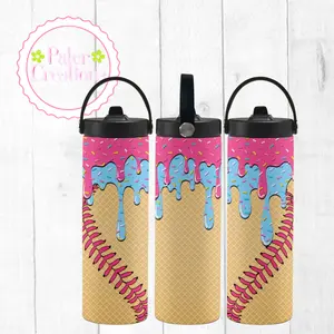 Baseball Drip Stainless Steel Water Tumbler 20oz | Cotton Candy | Game Day Cup | Custom Name Cup | Baseball Mom Drinkware