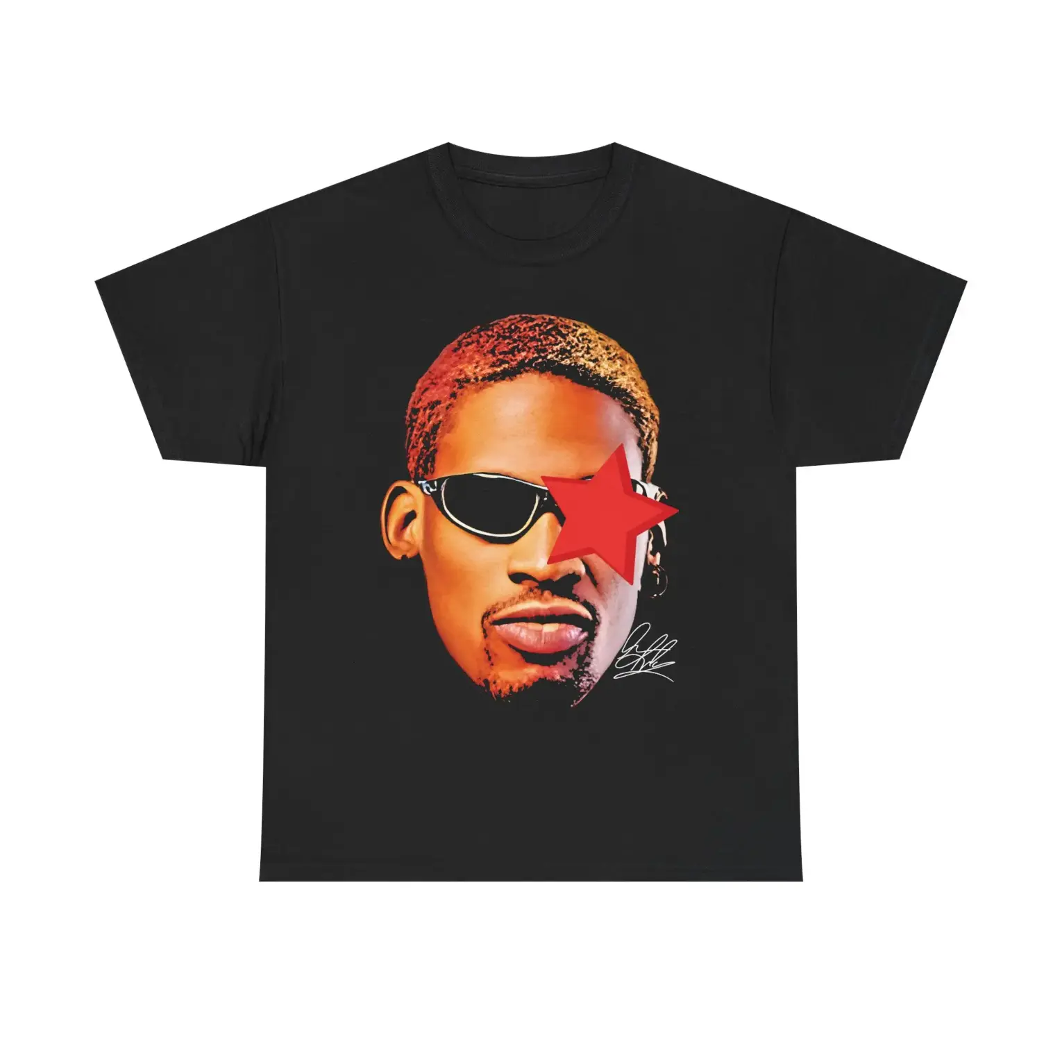 Rodman Inspired Vintage Graphic T-shirt Heavy Cotton Tee Basketball Sreetwear 90s Styled Shirt Hiphop Vibes Y2K Aesthetic Throwback Classic Sports Fan Fashion Rero Casual Menswear Retro Top Comfy Day Smooth Tshirt